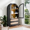 FONTOI 60"/63"/72.8" Arched Storage Cabinet with Glass Doors & Rattan Drawers, 5 Tier Display Cabinet for Living Room, Kitchen, Dining Room - 2 of 4
