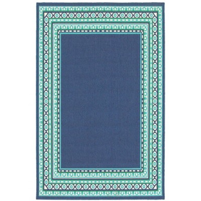 Oriental Weavers Meridian 9650B Navy/ Green Indoor/Outdoor Area Rug - 3'7" x 5'6"