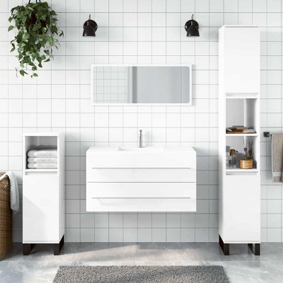 vidaXL Bathroom Cabinet With Mirror High gloss white Engineered wood