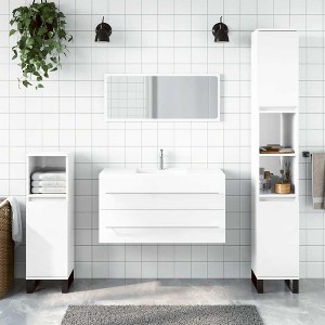 vidaXL Bathroom Cabinet With Mirror High gloss white Engineered wood - 1 of 4