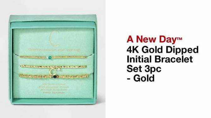 4K Gold Dipped Initial Bracelet Set 3pc - A New Day™ Gold, 2 of 6, play video
