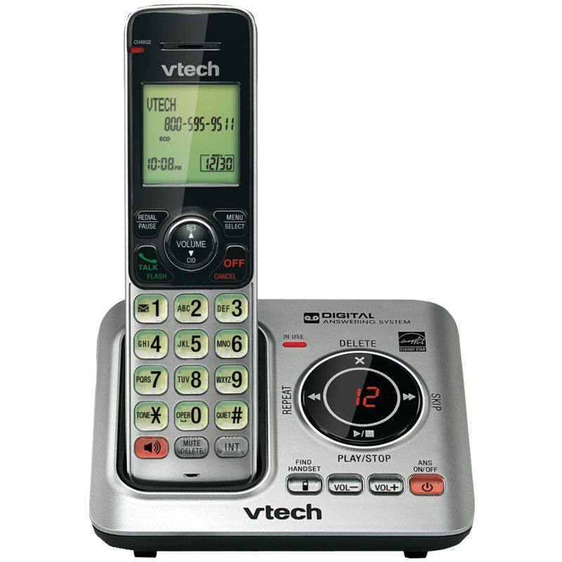 VTech® DECT 6.0 Corded Cordless Expandable Phone Combo with Caller ID, Call Waiting, and Answering System, Silver and Black, 1 of 6