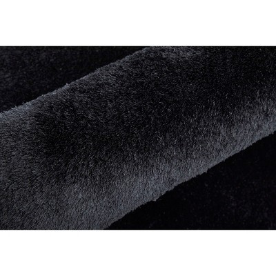 Indochine Black Rectangular Hand-Tufted Synthetic Fur Rug