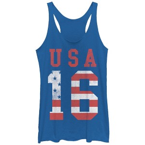 Women's Lost Gods Fourth of July  USA 16 Racerback Tank Top - 1 of 3