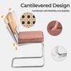 COWLOWN Pink Set of 2 Mid-Century Modern Rattan Dining Chairs with Cane Backrest, Chrome Metal Base - 2 of 4