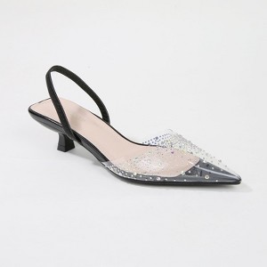 Berness Women's Mabel Clear Rhinestone Slingback Kitten Heels - 1 of 4