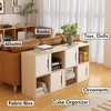 23.62" Modern Storage Cabinet with Sliding Doors, End Table with 2-Tier Open and Closed Shelves Organizer - 2 of 4