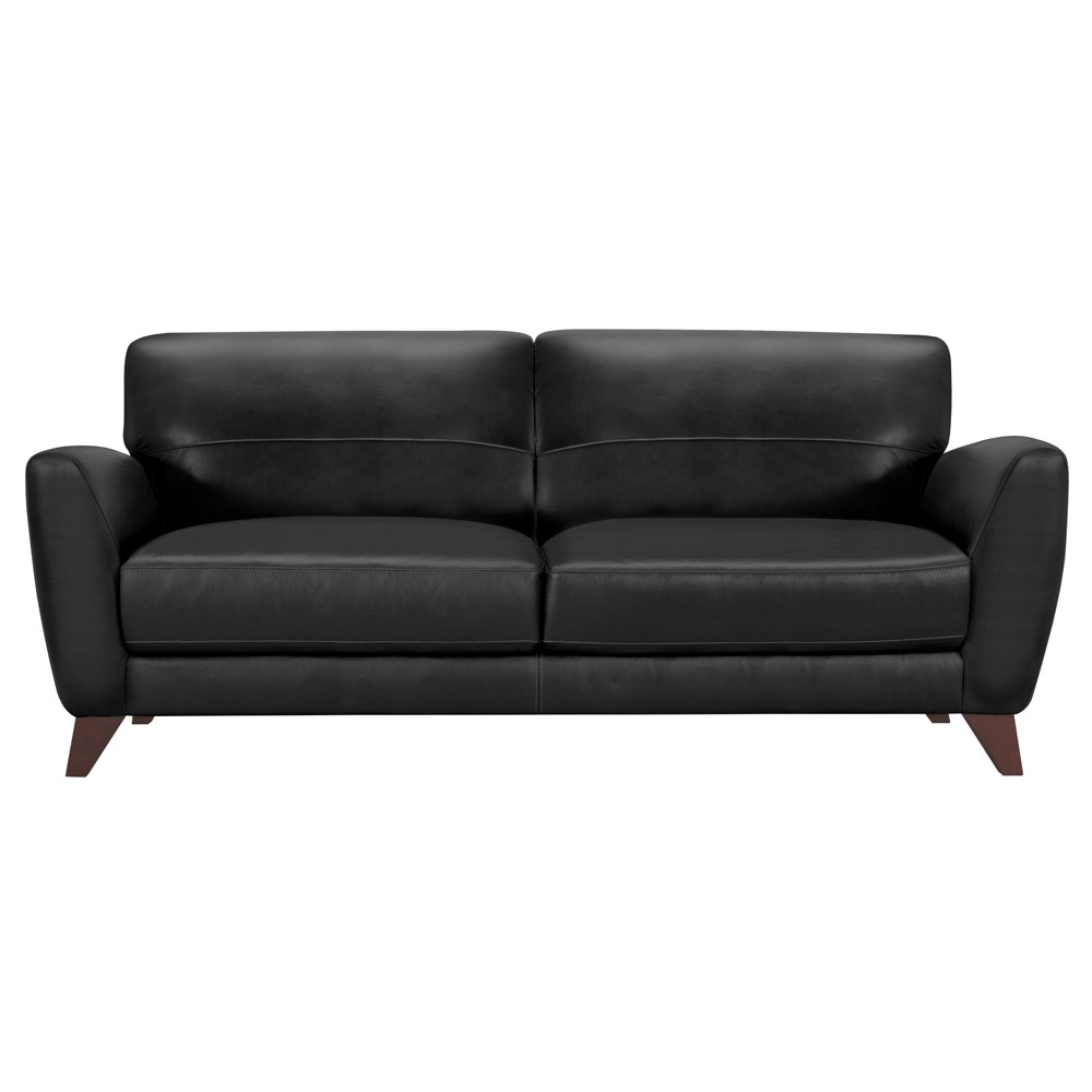 Photos - Sofa Jedd Contemporary  Brown/Black - Armen Living: Genuine Leather, Dacron Padded, Hardwood Legs