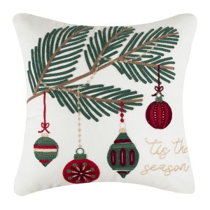 O Christmas Tree Green Tis the Seasson Embroidered Pillow 18x18 - Levtex Home - 1 of 3