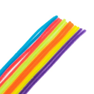 John Bead Fluffy Pipe Cleaners Chenille Stems for Art School Craft Supplies, 12in x 6mm Neon Mix 100 Pieces