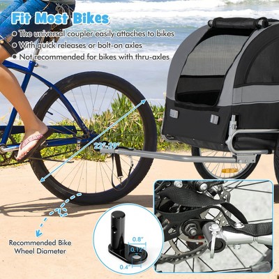 Foldable Gray Pet Bike Trailer with Mesh Windows and Steel Frame