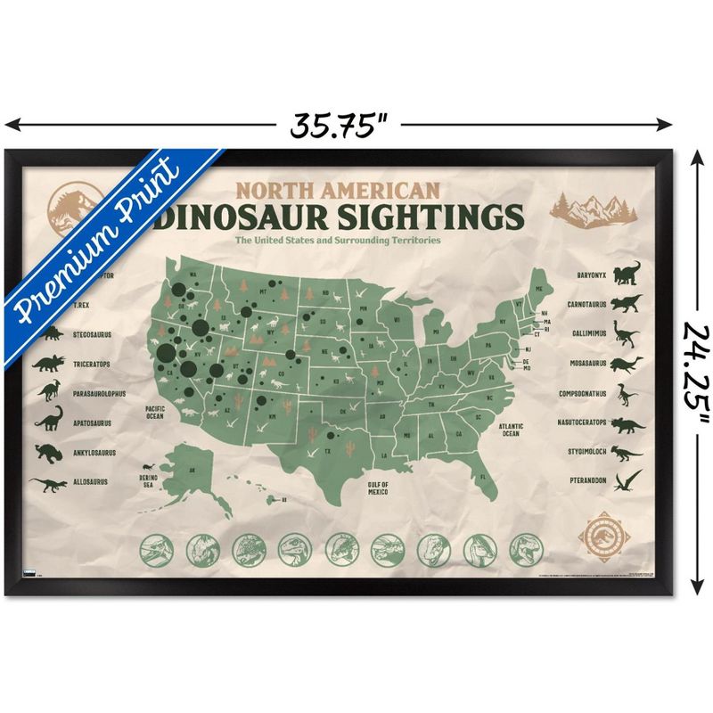Trends International Jurassic World: Dominion - North American Dinosaur Map Framed Wall Poster Prints, 3 of 7