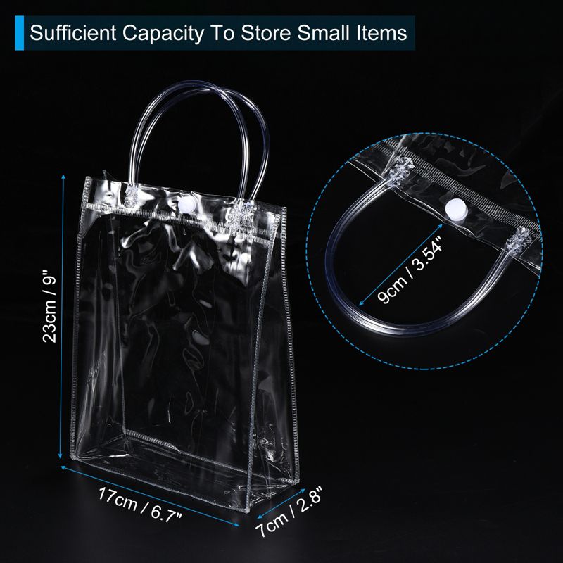 Unique Bargains Clear PVC Reusable Mini Transparent Plastic Wrap Tote Gift Bags 9"x6.7"x2.8", 5 of 6
