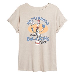 Women's - Dr. Seuss - Motherhood is a Balancing Act Oversized Graphic T-Shirt - 1 of 4