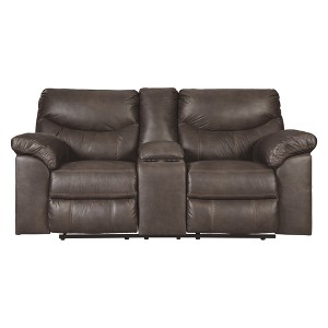 Boxberg Double Reclining Loveseat With Console Teak Brown - Signature Design by Ashley, Brown Brown
