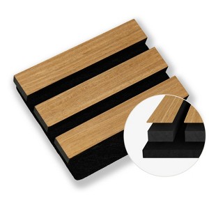 SMARTSTANDARD 5.91 in. x 4.72 in. x 0.9 in. Slat Wood Acoustic Sound Absorbing 3D Decorative Wall Paneling,1-Pack, Sample Only - 1 of 1