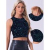 INSPIRE CHIC Women's Sequin Crop Round Neck Sleeveless Sparkly Glitter Club Party Tank Top - 2 of 4