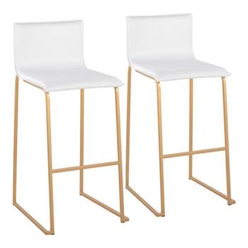 Set of 2 Mara Upholstered Barstools White/Gold - Lumisource