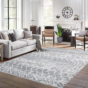 9x12 Area Rug Washable Low Pile Rug with Rubber Backing Floor Large Carpet - 1 of 4