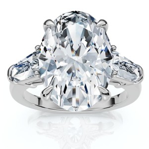 Pompeii3 Certified 4 1/3Ct Oval & Baguette Diamond Engagement Ring 14k Gold/Pt Lab Created - 1 of 4