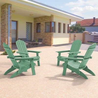 Sonkuki 4-Pack Folding Adirondack Chair Patio Outdoor Plastic Fire Pit Chair Weather Resistant for Lawn, deck and Backyard