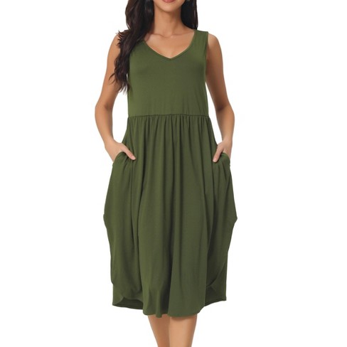 Seta T Women's Fall Long Sleeve Criss Cross V Neck Knit A-Line Midi Dress  Small Dark Green at  Women's Clothing store