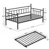 Twin Size Daybed with Trundle, Metal Sofa Bed Frame with Pull Out Bed, Metal Slats Platform, Single Daybed for Bedroom Living Room Guest Room - 4 of 4