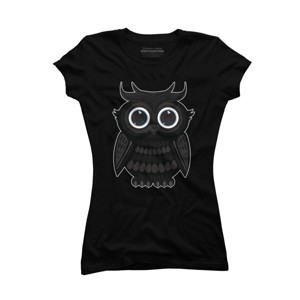 Junior's Design By Humans Black Owl By Adamzworld T-Shirt - 1 of 3
