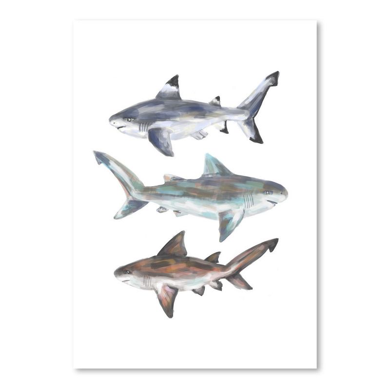 Americanflat Animal Minimalist Painted Shark Trio 2 By Jetty Home Poster Art Print, 1 of 7