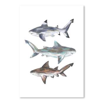 Americanflat Animal Minimalist Painted Shark Trio 2 By Jetty Home Poster Art Print