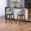 Bar Stools Counter Height Chairs Set Of 2 ,Kitchen Chairs 360 Degree Swivel Wood Legs,Dining Chairs Linen Fabric With Footrest-Cuddlewood - 2 of 4