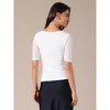INSPIRE CHIC Women's Half See-through Sleeves Irregular Neckline Solid Color Stretchy T-Shirts - 4 of 4