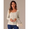 Allegra K Women Square Neck Long Sleeve Knit Basic Fall Tops - 4 of 4