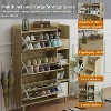 Lirago Natural 36.6" Bohemian Shoe Cabinet-3 Rattan Drawers and 3 Shelves for 18 Pairs Shoes - 3 of 4