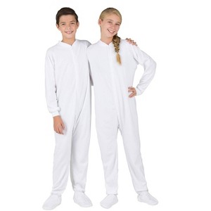 Footed Pajamas - Arctic White Kids Fleece One Piece - 1 of 4