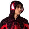 Seven Times Six Marvel Spider-Man Miles Morales Union Suit Adult One Piece Hooded Pajamas Black - 3 of 4