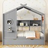 Wooden Kids House Bed With Sturdy Pinewood Frame, Modern Design for Child Play & Sleep with Storage and Trundle-Maison Boucle - 2 of 4