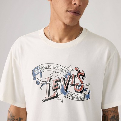 Мужские футболки Levi's Men's Relaxed Fit Short Sleeve T-Shirt - Off-White XL — фото 3