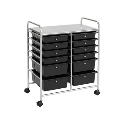 Tangkula 12-Drawers Rolling Storage Cart with Organizer Top