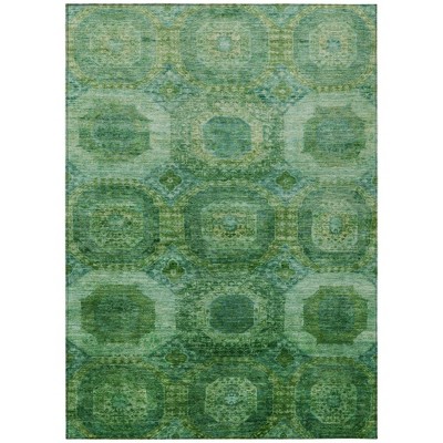HomeRoots 3' X 5' Emerald And Green Medallion Washable Indoor Outdoor Area Rug