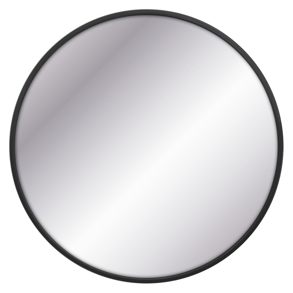 32" Round Decorative Wall Mirror Black - Threshold™: Modern Wall-Mounted Mirror for Entryway or Bathroom