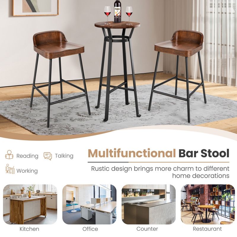 Costway 2PCS/4PCS 24.5'' Low-Back Bar Stool Industrial Counter Height Chair Stool, 5 of 9