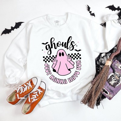 Simply Sage Market Women's Graphic Sweatshirt Just Wanna Have Fun Checkered