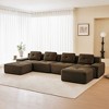 153" Corduroy U-Shaped Modular Sectional Sofa with 2 Movable Ottomans, Pearl-Like Piping, and Tufted Design - 2 of 4