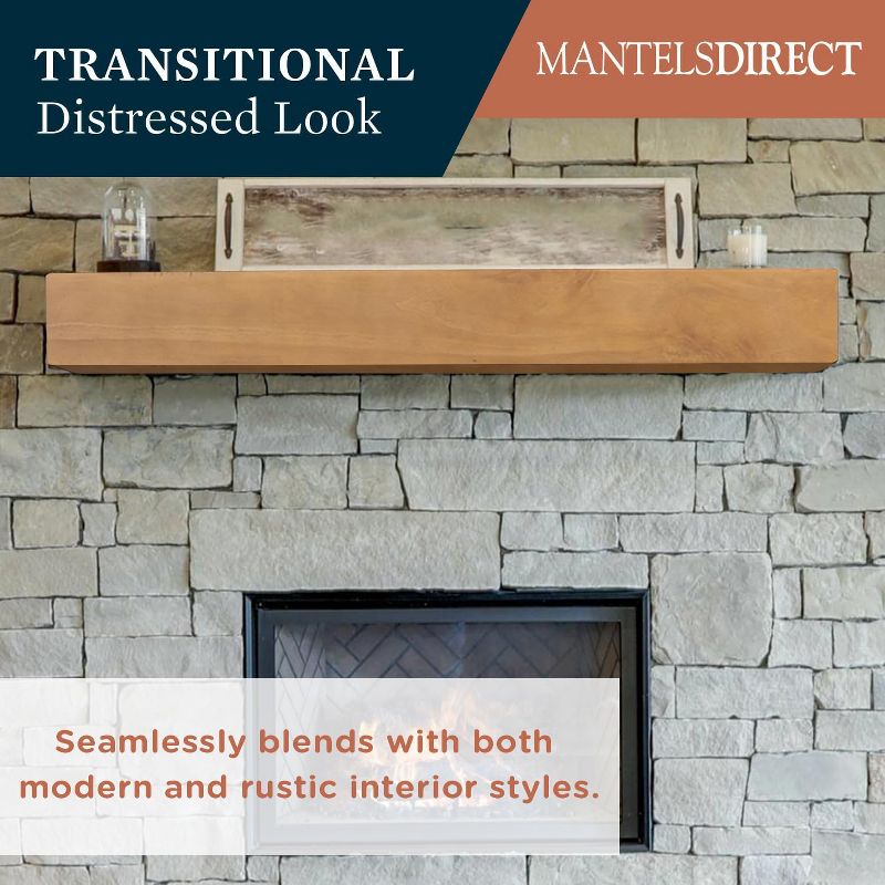 Mantels Direct Dakota Rustic Wood Fireplace Mantel Shelf, 2 of 10