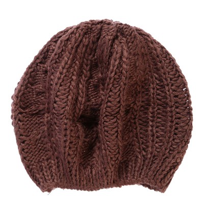 NPolar "Unisex Knit Beret Hat Winter Beanie for Women & Men, Soft Stretchy Skull Cap, Cozy & Stylish Cold Weather Accessory" Brown