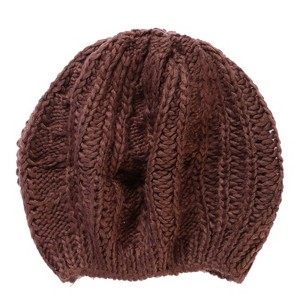 NPolar "Unisex Knit Beret Hat Winter Beanie for Women & Men, Soft Stretchy Skull Cap, Cozy & Stylish Cold Weather Accessory" Brown - 1 of 4