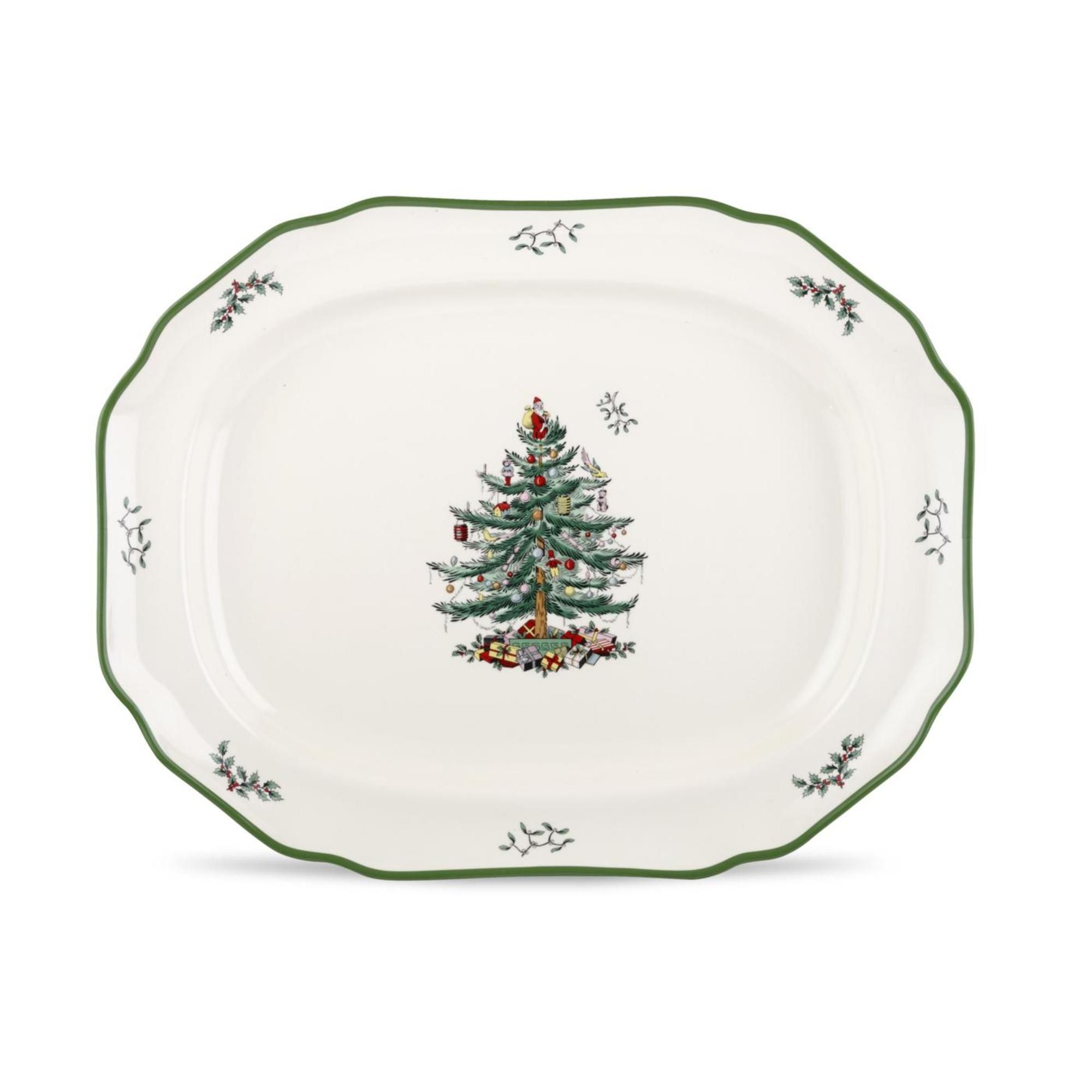 Spode Christmas Tree Collection 19" Fine Porcelain Sculpted Serving Platter