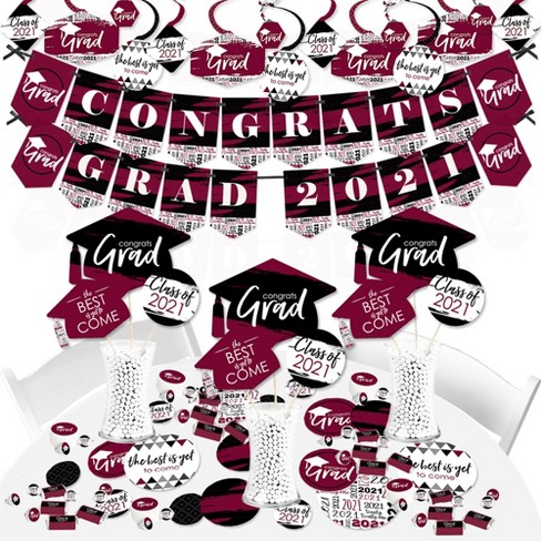 Big Dot Of Happiness Maroon Grad Best Is Yet To Come 21 Burgundy Graduation Party Supplies Banner Decoration Kit Fundle Bundle Target