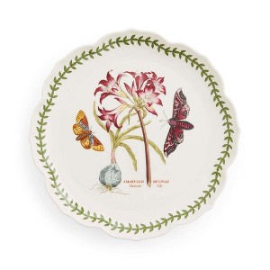 Portmeirion Botanic Garden Lotus Blossom Dinner Plate, Mexican Lily - Porcelain Dish with Butterfly Motif, 11.25" - Microwave, Oven & Dishwasher Safe - 1 of 4